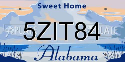 5ZIT84 Alabama License Plate