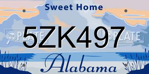 5ZK497 Alabama License Plate