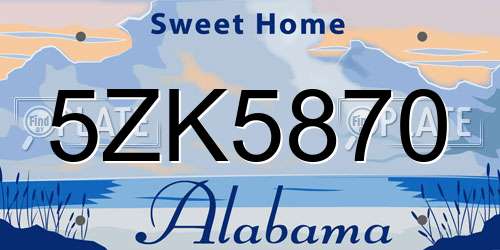 5ZK5870 Alabama License Plate