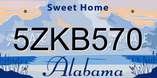 5ZKB570 Alabama License Plate