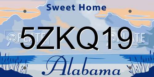 5ZKQ19 Alabama License Plate