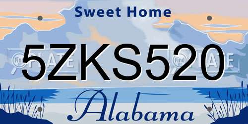 5ZKS520 Alabama License Plate