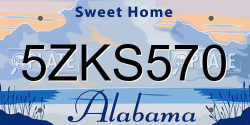 5ZKS570 Alabama License Plate