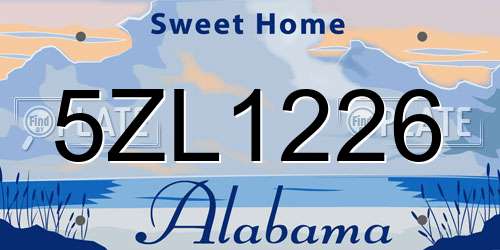 5ZL1226 Alabama License Plate