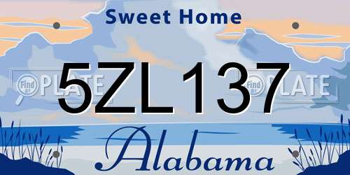 5ZL137 Alabama License Plate