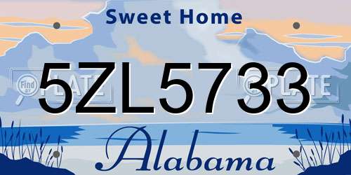 5ZL5733 Alabama License Plate