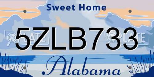5ZLB733 Alabama License Plate