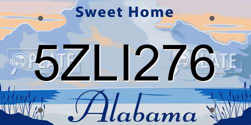 5ZLI276 Alabama License Plate