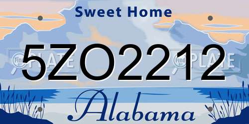 5ZO2212 Alabama License Plate