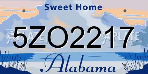5ZO2217 Alabama License Plate