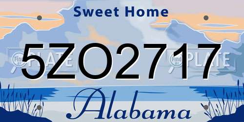 5ZO2717 Alabama License Plate