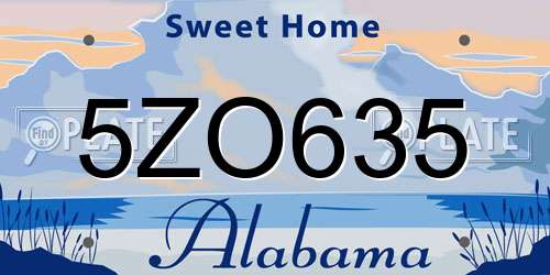5ZO635 Alabama License Plate