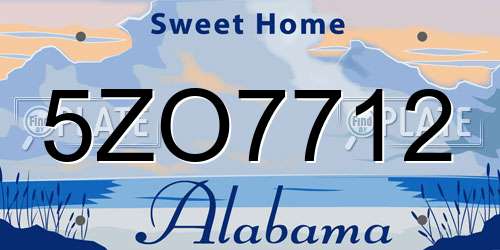 5ZO7712 Alabama License Plate