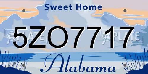 5ZO7717 Alabama License Plate
