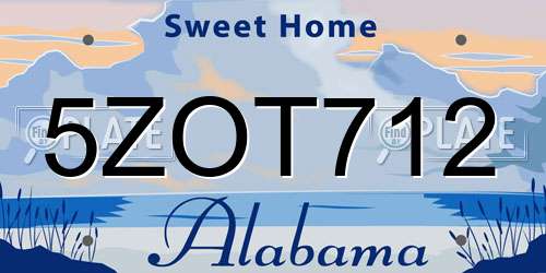 5ZOT712 Alabama License Plate