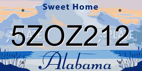5ZOZ212 Alabama License Plate