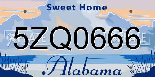 5ZQ0666 Alabama License Plate