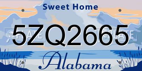 5ZQ2665 Alabama License Plate