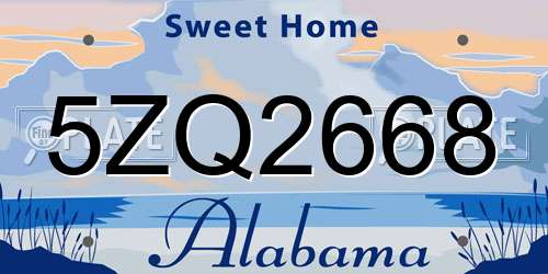 5ZQ2668 Alabama License Plate