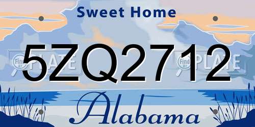 5ZQ2712 Alabama License Plate