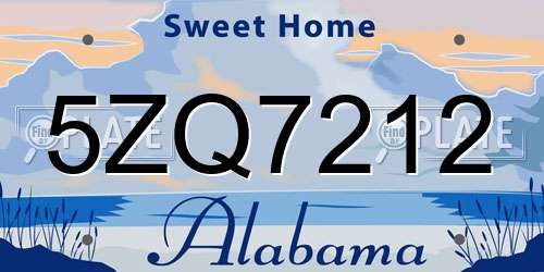 5ZQ7212 Alabama License Plate