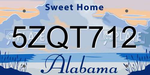 5ZQT712 Alabama License Plate