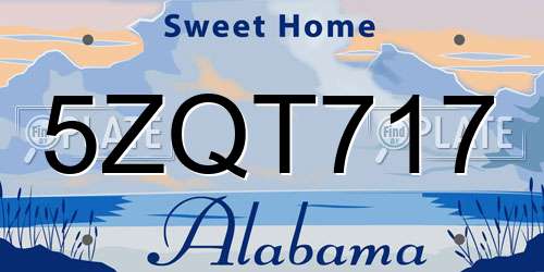 5ZQT717 Alabama License Plate