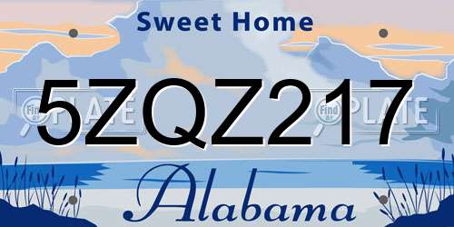 5ZQZ217 Alabama License Plate