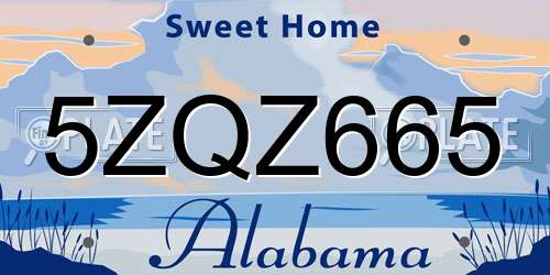 5ZQZ665 Alabama License Plate