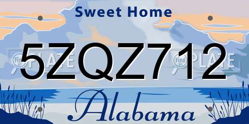 5ZQZ712 Alabama License Plate