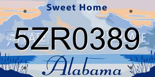 5ZR0389 Alabama License Plate