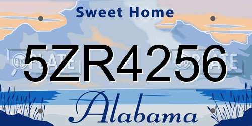 5ZR4256 Alabama License Plate