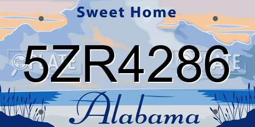 5ZR4286 Alabama License Plate