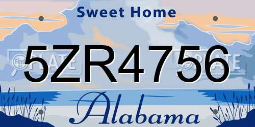 5ZR4756 Alabama License Plate