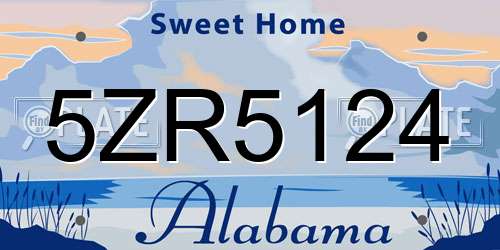 5ZR5124 Alabama License Plate