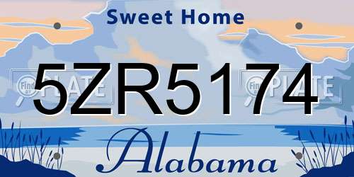 5ZR5174 Alabama License Plate
