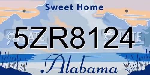 5ZR8124 Alabama License Plate