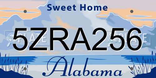 5ZRA256 Alabama License Plate