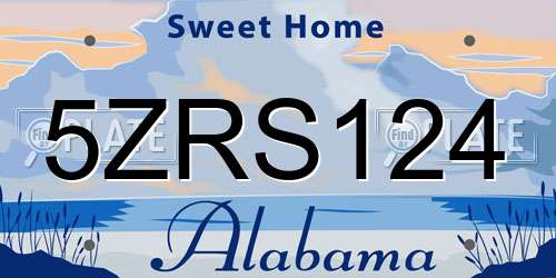 5ZRS124 Alabama License Plate
