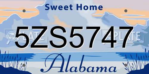 5ZS5747 Alabama License Plate