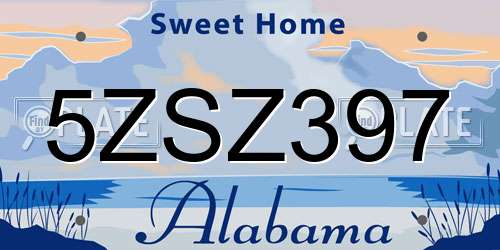 5ZSZ397 Alabama License Plate