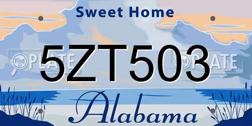 5ZT503 Alabama License Plate