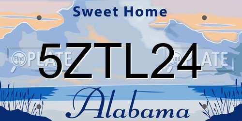 5ZTL24 Alabama License Plate