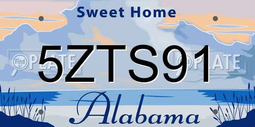 5ZTS91 Alabama License Plate