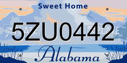 5ZU0442 Alabama License Plate