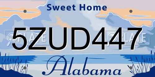5ZUD447 Alabama License Plate