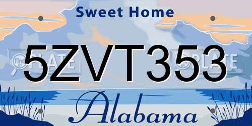5ZVT353 Alabama License Plate