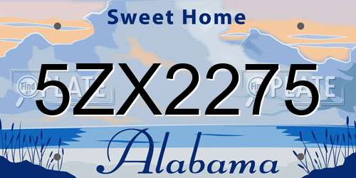 5ZX2275 Alabama License Plate