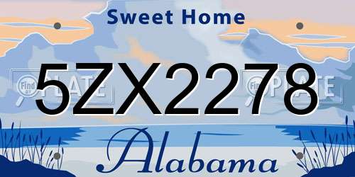 5ZX2278 Alabama License Plate