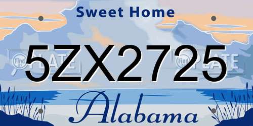 5ZX2725 Alabama License Plate